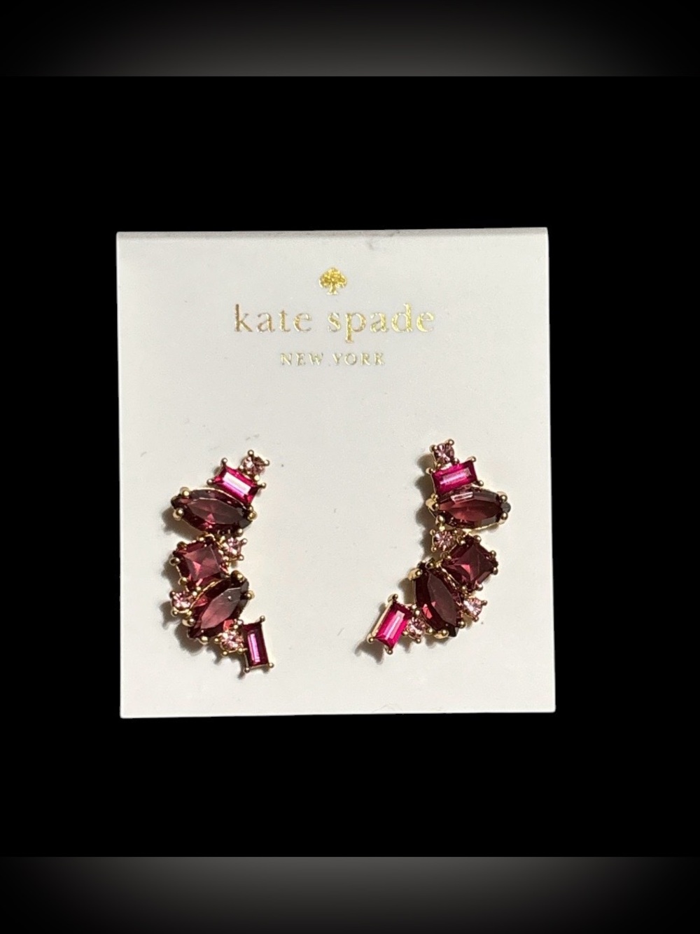 kate spade Hot Pink and Berry Crystal Ear Climbers
